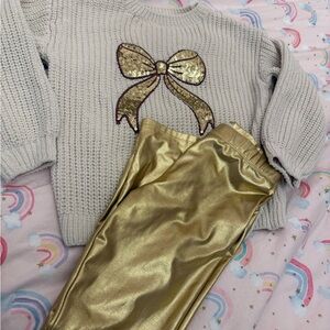 H&M Gold Knit Sweater & Gold Pants (Kids size 7)